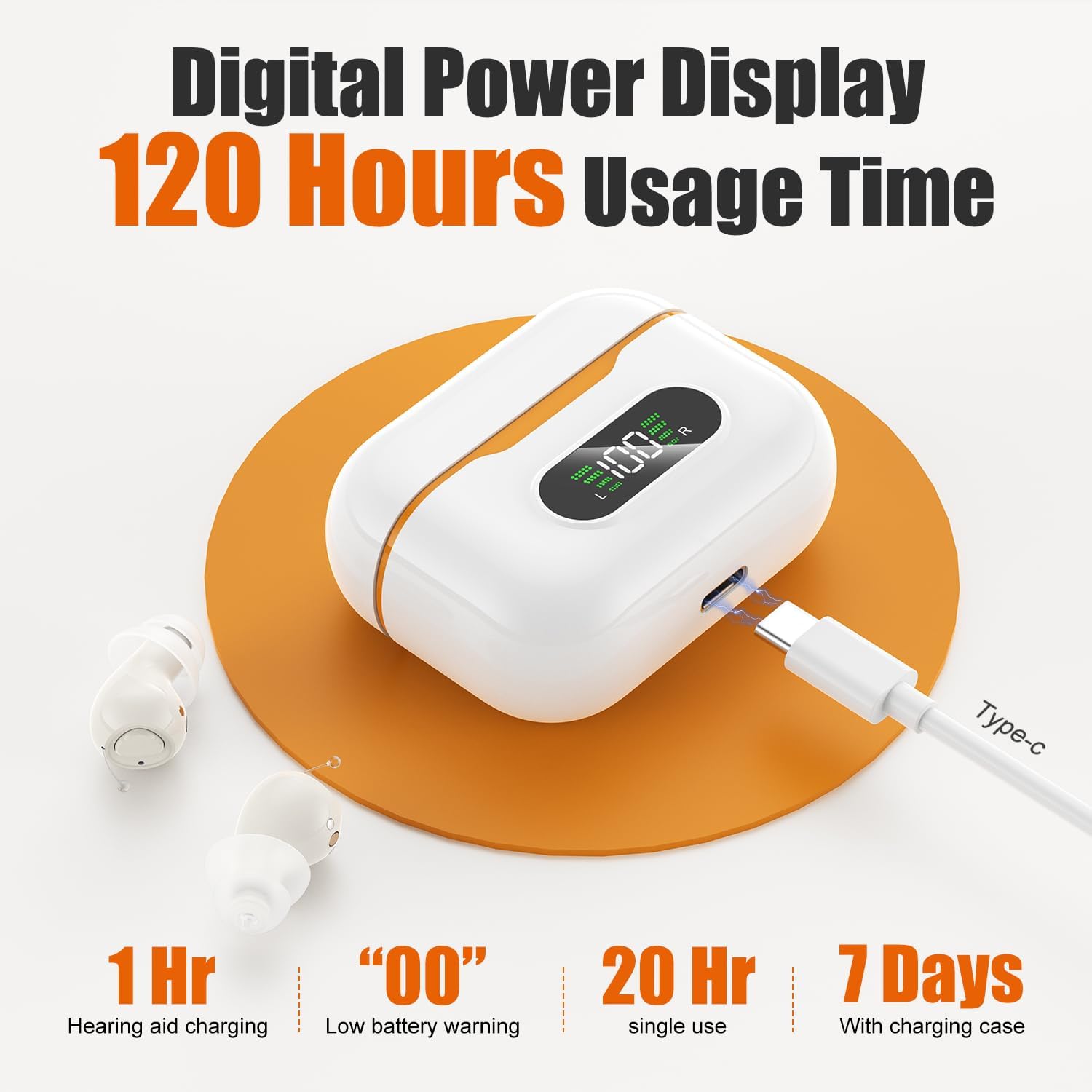 GM-990 Pair Beige AI Noise Reduction Hearing Aid UV Sterilization 120H #26240015