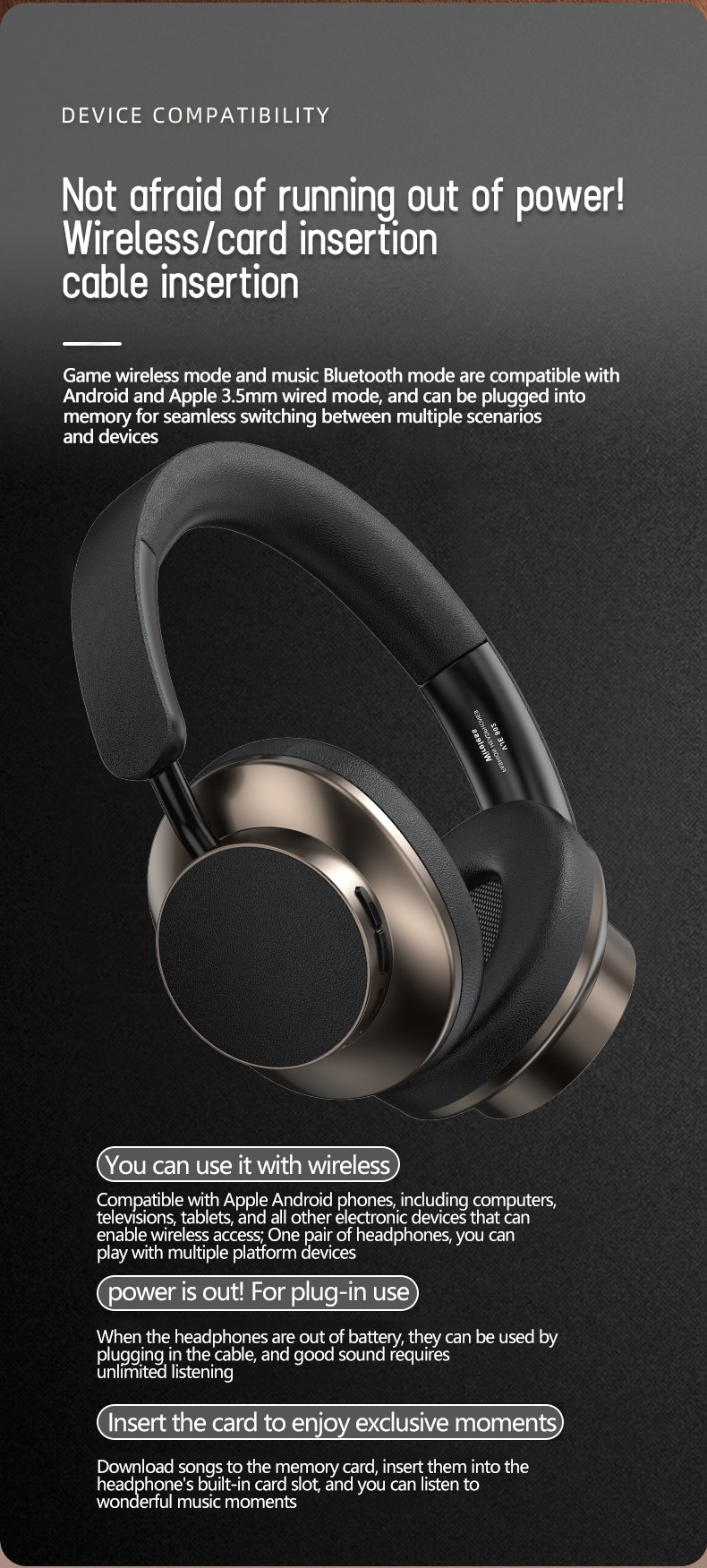 Pang Pai VJE902 Retro Wireless Over-Ear Headphones, Bluetooth 5.4, 12H Playtime