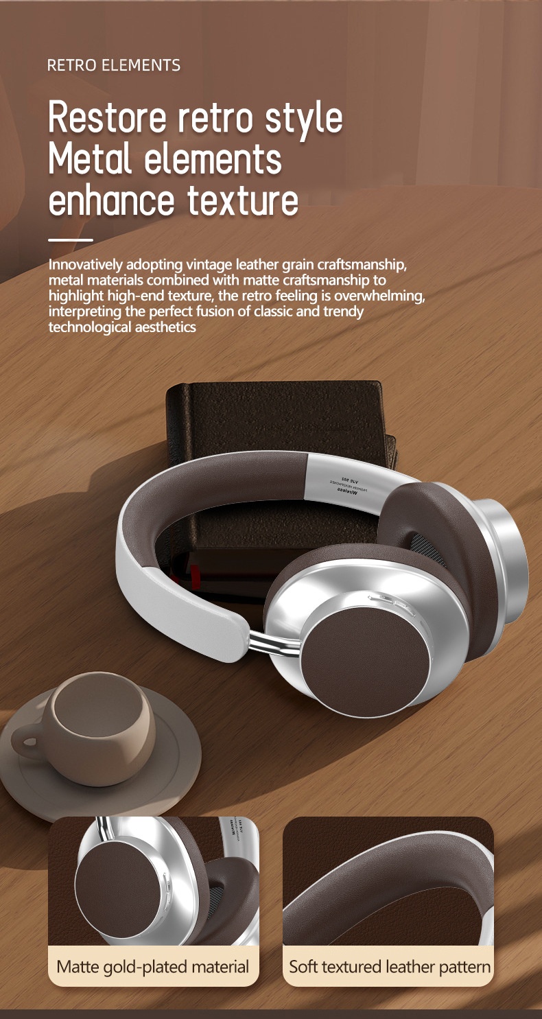 Pang Pai VJE902 Retro Wireless Over-Ear Headphones, Bluetooth 5.4, 12H Playtime