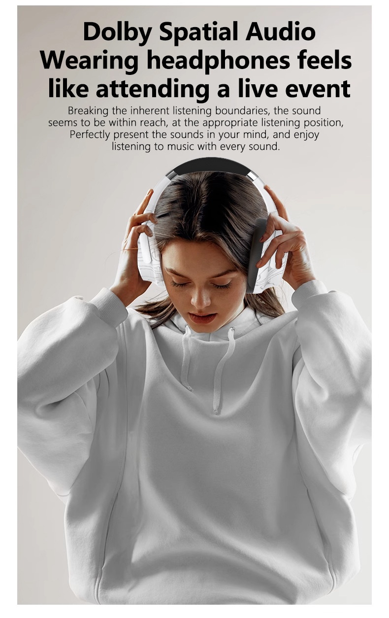 VJE906 Deep Bass Wireless Over-Ear Headphones, Bluetooth 5.3, 40mm Drivers, 100H Standby
