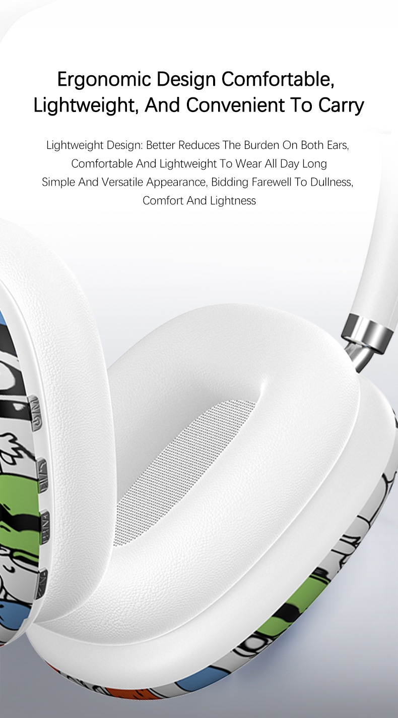 P9 Graffiti Wireless Over-Ear Headphones, Bluetooth 5.4, 40mm Drivers, 8H Playtime