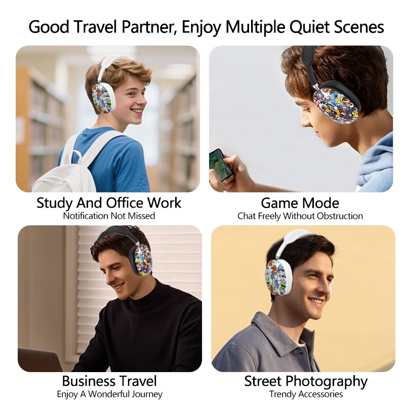 P9 Graffiti Wireless Over-Ear Headphones, Bluetooth 5.4, 40mm Drivers, 8H Playtime