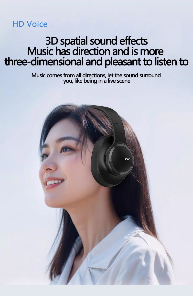 VJE905 HiFi Wireless Over-Ear Headphones, Bluetooth 5.3, 40mm Drivers, 12H Playtime