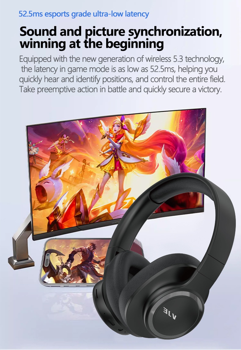 VJE905 HiFi Wireless Over-Ear Headphones, Bluetooth 5.3, 40mm Drivers, 12H Playtime