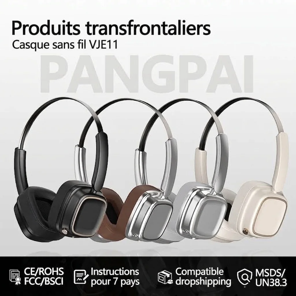 Casque sans fil rétro VJE11, Bluetooth 5.3, haut-parleurs de 40 mm, autonomie de 10 h
