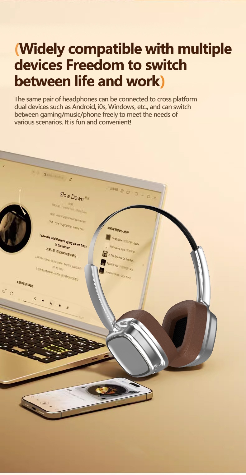 VJE11 Retro Wireless Over-Ear Headphones, Bluetooth 5.3, 40mm Drivers, 10H Playtime