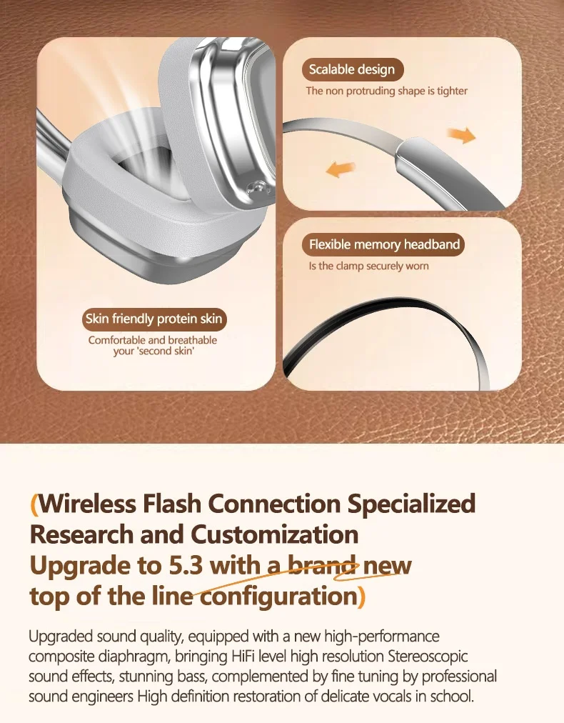 Casque sans fil rétro VJE11, Bluetooth 5.3, haut-parleurs de 40 mm, autonomie de 10 h