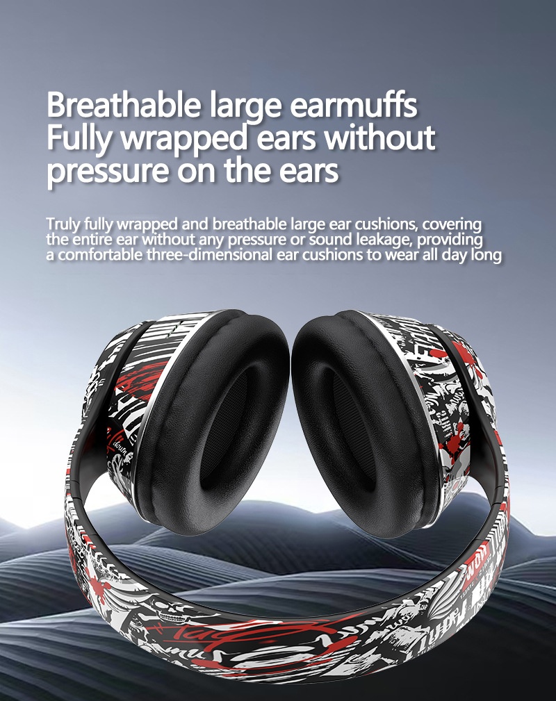 P85 RGB Graffiti Wireless Over-Ear Headphones, Bluetooth 5.3, 40mm Drivers, 6H Playtime