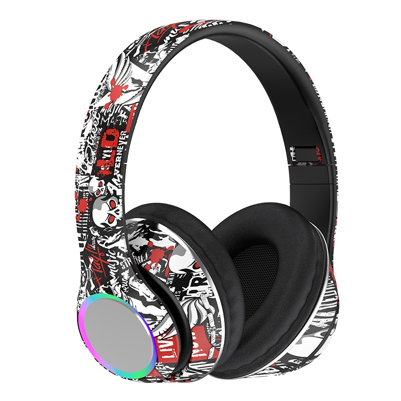 P85 RGB Graffiti Wireless Over-Ear Headphones, Bluetooth 5.3, 40mm Drivers, 6H Playtime