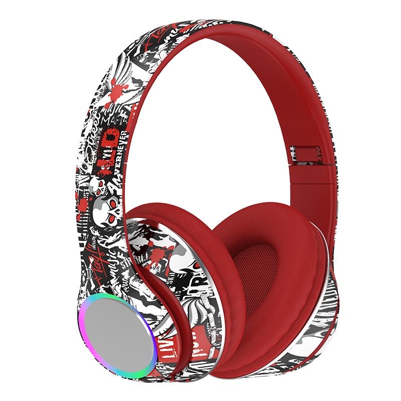 P85 RGB Graffiti Wireless Over-Ear Headphones, Bluetooth 5.3, 40mm Drivers, 6H Playtime