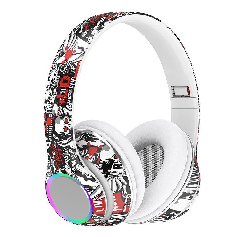P85 RGB Graffiti Wireless Over-Ear Headphones, Bluetooth 5.3, 40mm Drivers, 6H Playtime
