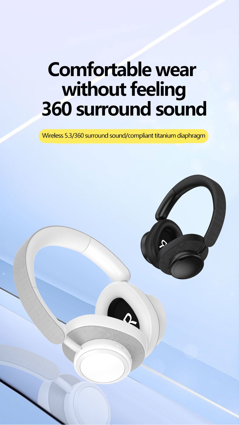 P8560 Titanium Driver Wireless Over-Ear Headphones, Bluetooth 5.3, 12H Playtime, Memory Foam