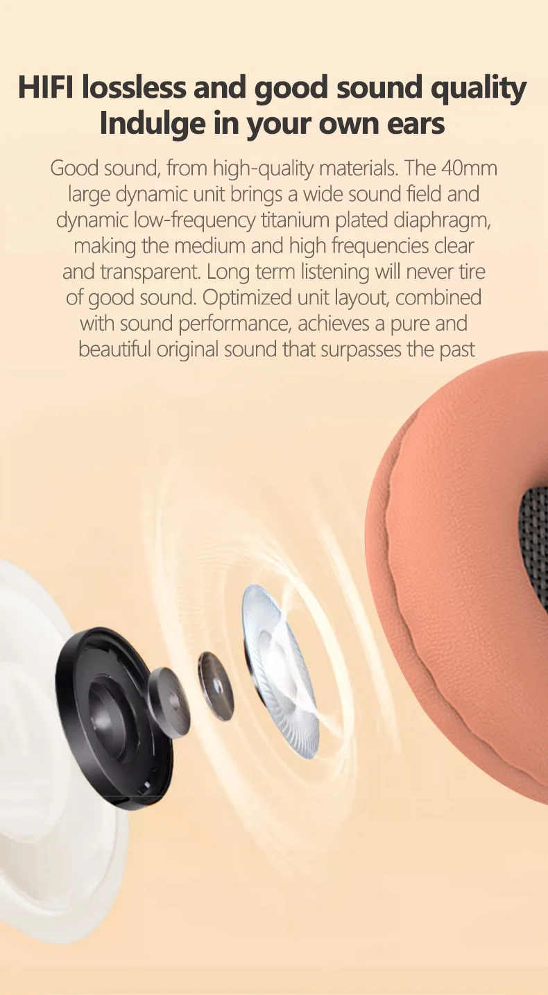 Casque sans fil supra-auriculaire P102 avec éclairage RGB, Bluetooth 5.3, haut-parleurs de 40 mm, faible latence