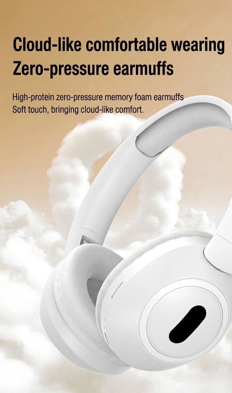 Foldable Wireless Over-Ear Headphones, Bluetooth 5.4, 40mm Drivers, 100H Standby, Memory Foam