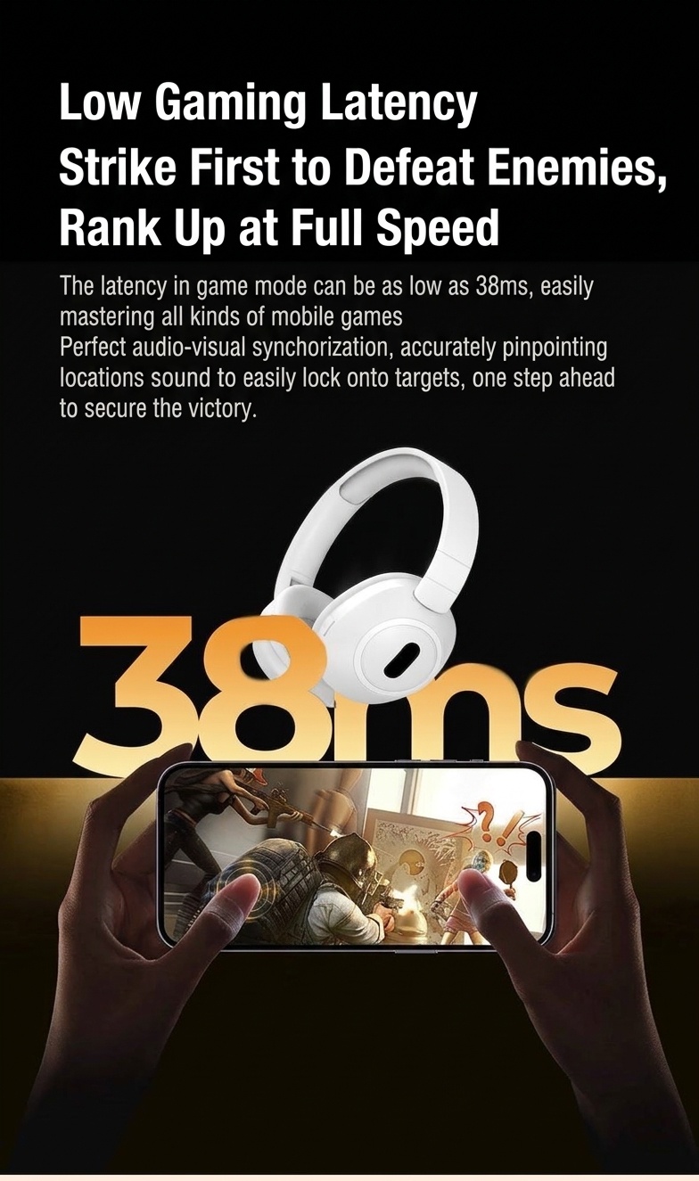 Foldable Wireless Over-Ear Headphones, Bluetooth 5.4, 40mm Drivers, 100H Standby, Memory Foam