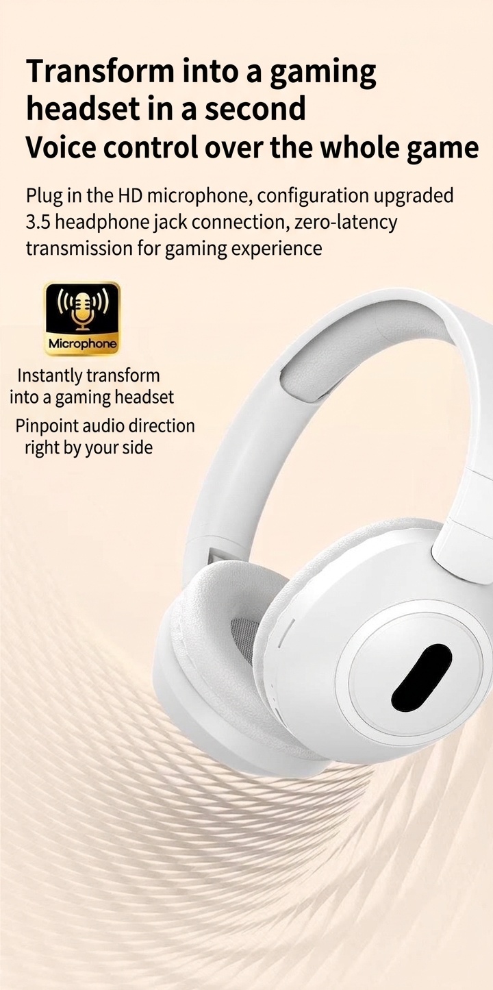 Foldable Wireless Over-Ear Headphones, Bluetooth 5.4, 40mm Drivers, 100H Standby, Memory Foam