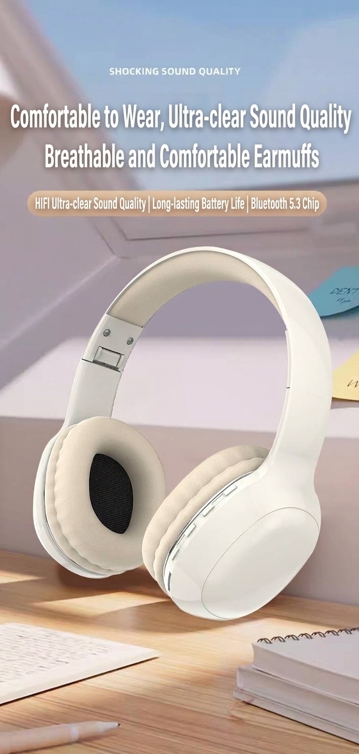 PANGPAI HiFi Wireless Over-Ear Headphones, Bluetooth 5.3, 40mm Drivers, 8H Playtime