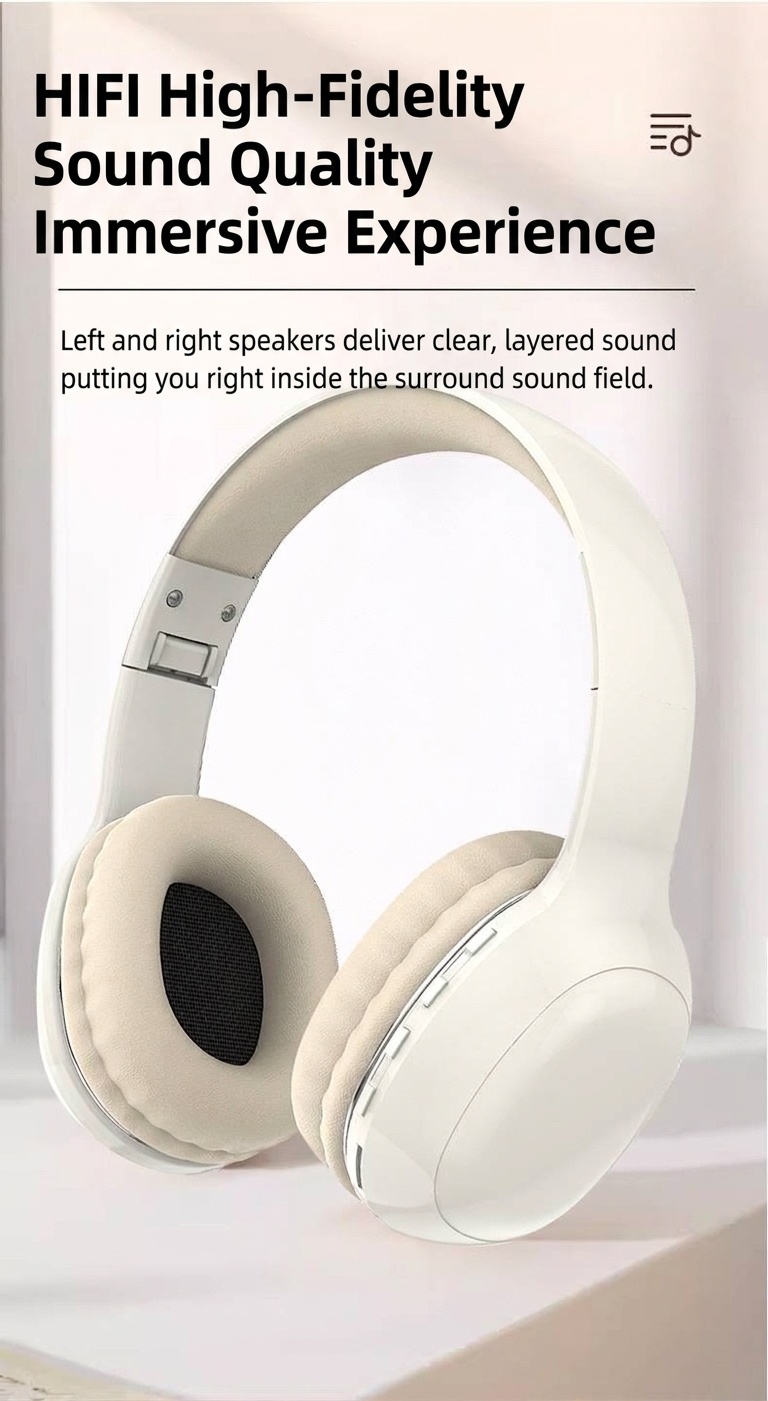 PANGPAI HiFi Wireless Over-Ear Headphones, Bluetooth 5.3, 40mm Drivers, 8H Playtime