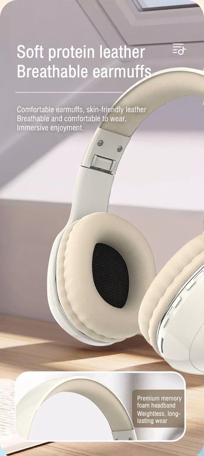 PANGPAI HiFi Wireless Over-Ear Headphones, Bluetooth 5.3, 40mm Drivers, 8H Playtime