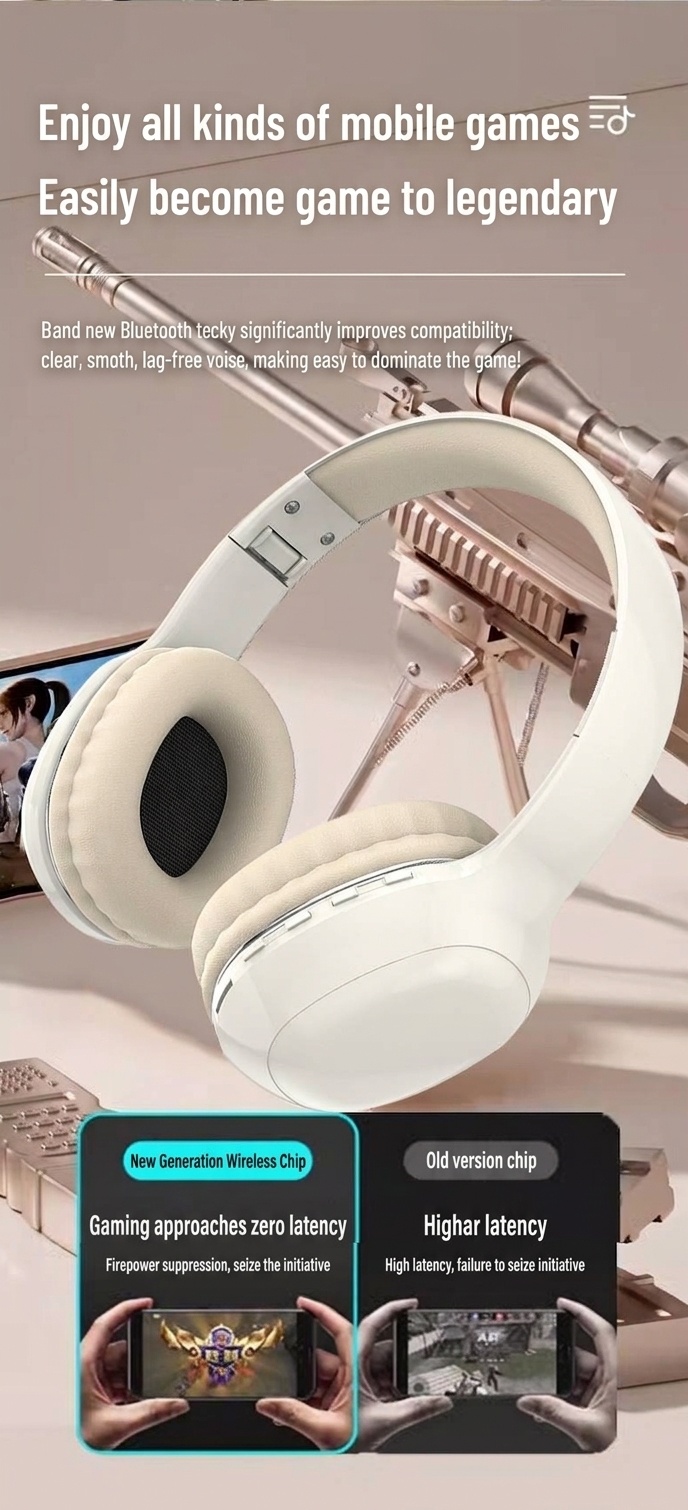 PANGPAI HiFi Wireless Over-Ear Headphones, Bluetooth 5.3, 40mm Drivers, 8H Playtime