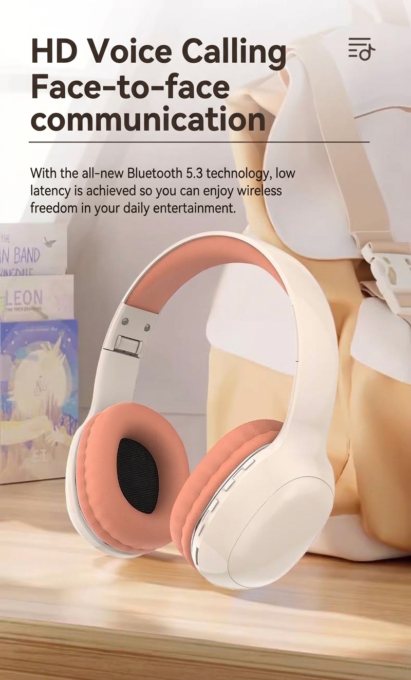 PANGPAI HiFi Wireless Over-Ear Headphones, Bluetooth 5.3, 40mm Drivers, 8H Playtime
