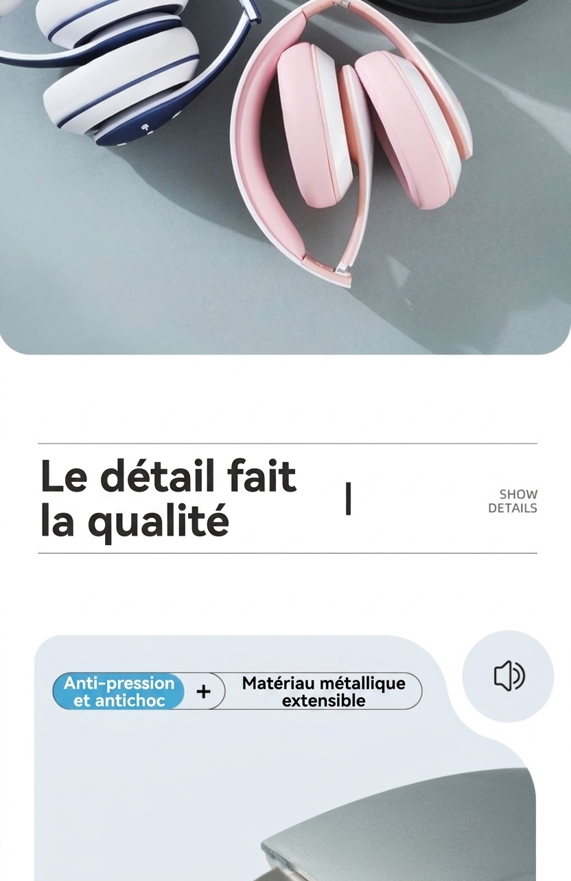 Casque sans fil supra-auriculaire E351 Comfort-Fit, Bluetooth 5.0, haut-parleurs de 40 mm, autonomie de 10 h