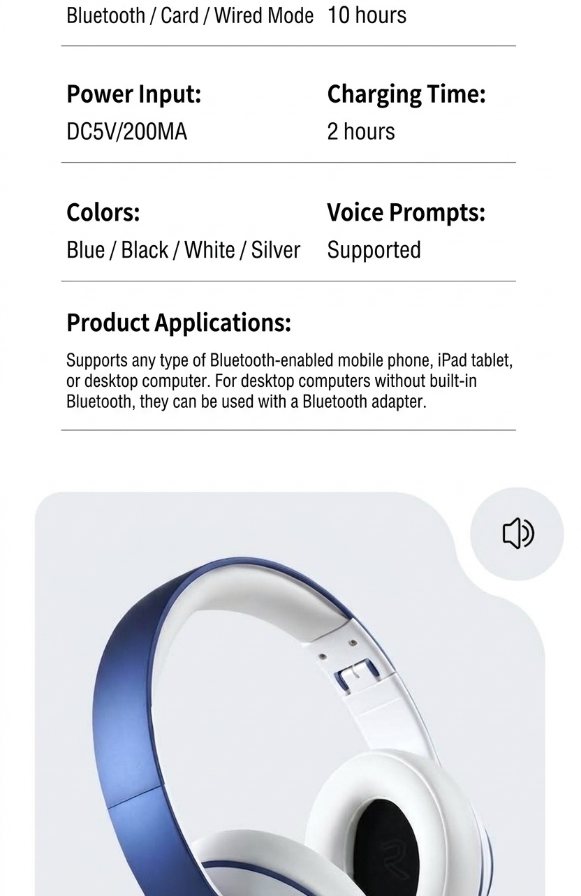 E351 Comfort-Fit Wireless Over-Ear Headphones, Bluetooth 5.0, 40mm Drivers, 10H Playtime