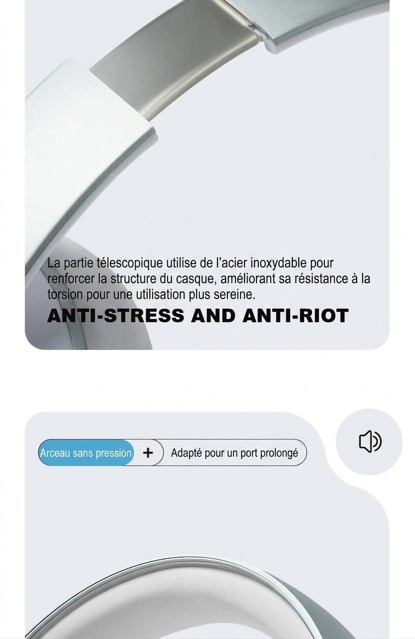 Casque sans fil supra-auriculaire E351 Comfort-Fit, Bluetooth 5.0, haut-parleurs de 40 mm, autonomie de 10 h