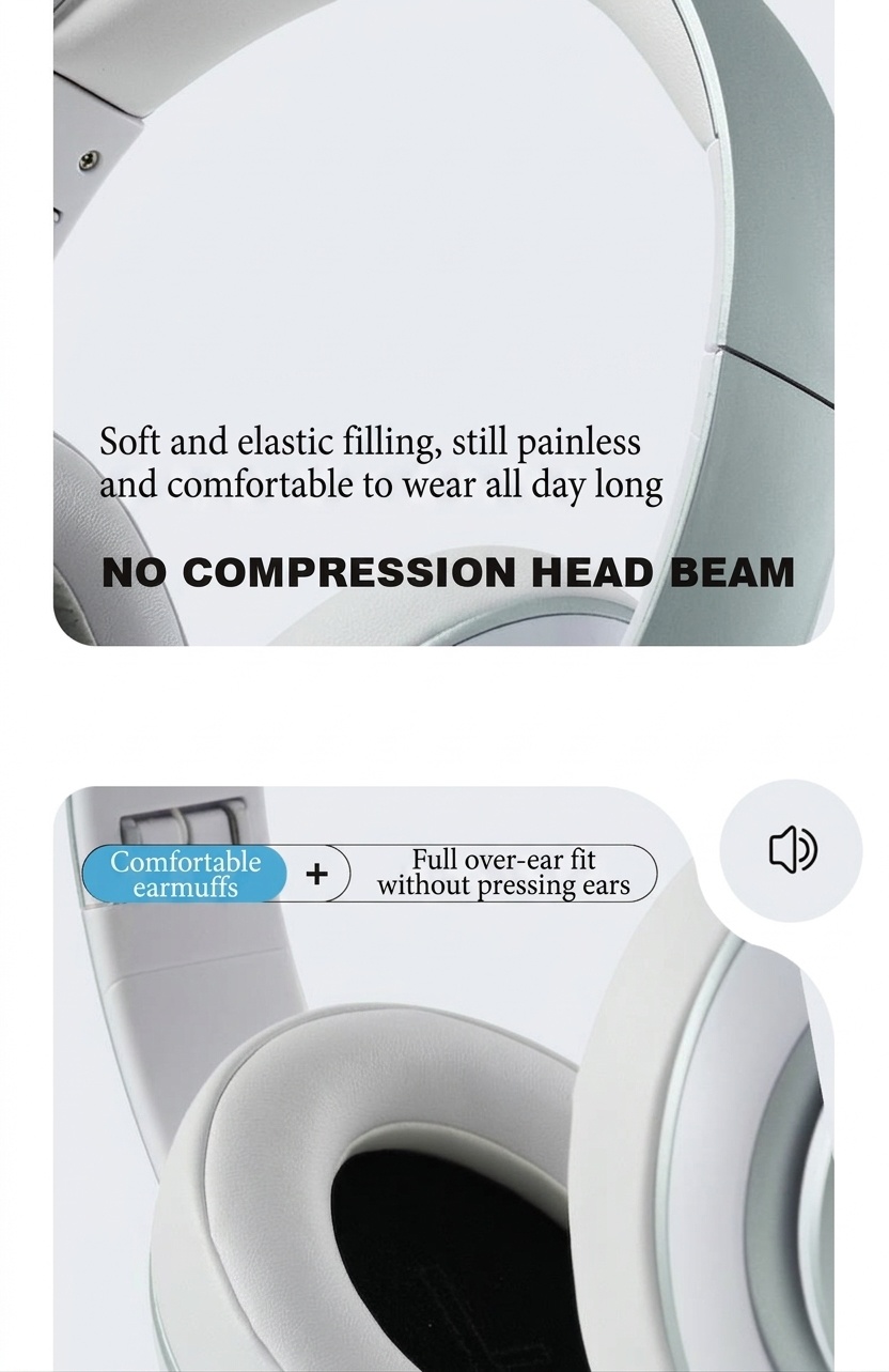 E351 Comfort-Fit Wireless Over-Ear Headphones, Bluetooth 5.0, 40mm Drivers, 10H Playtime
