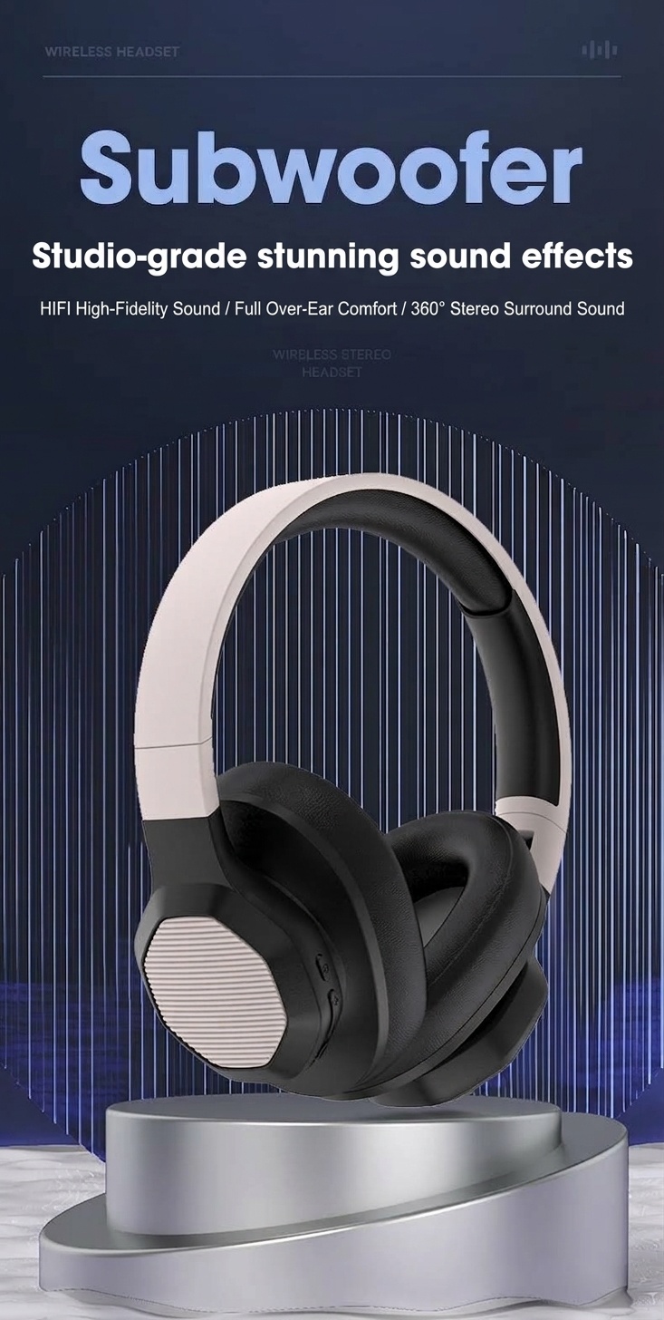 Deep Bass Wireless Over-Ear Headphones, Bluetooth 5.3, 40mm Drivers, 10H Playtime
