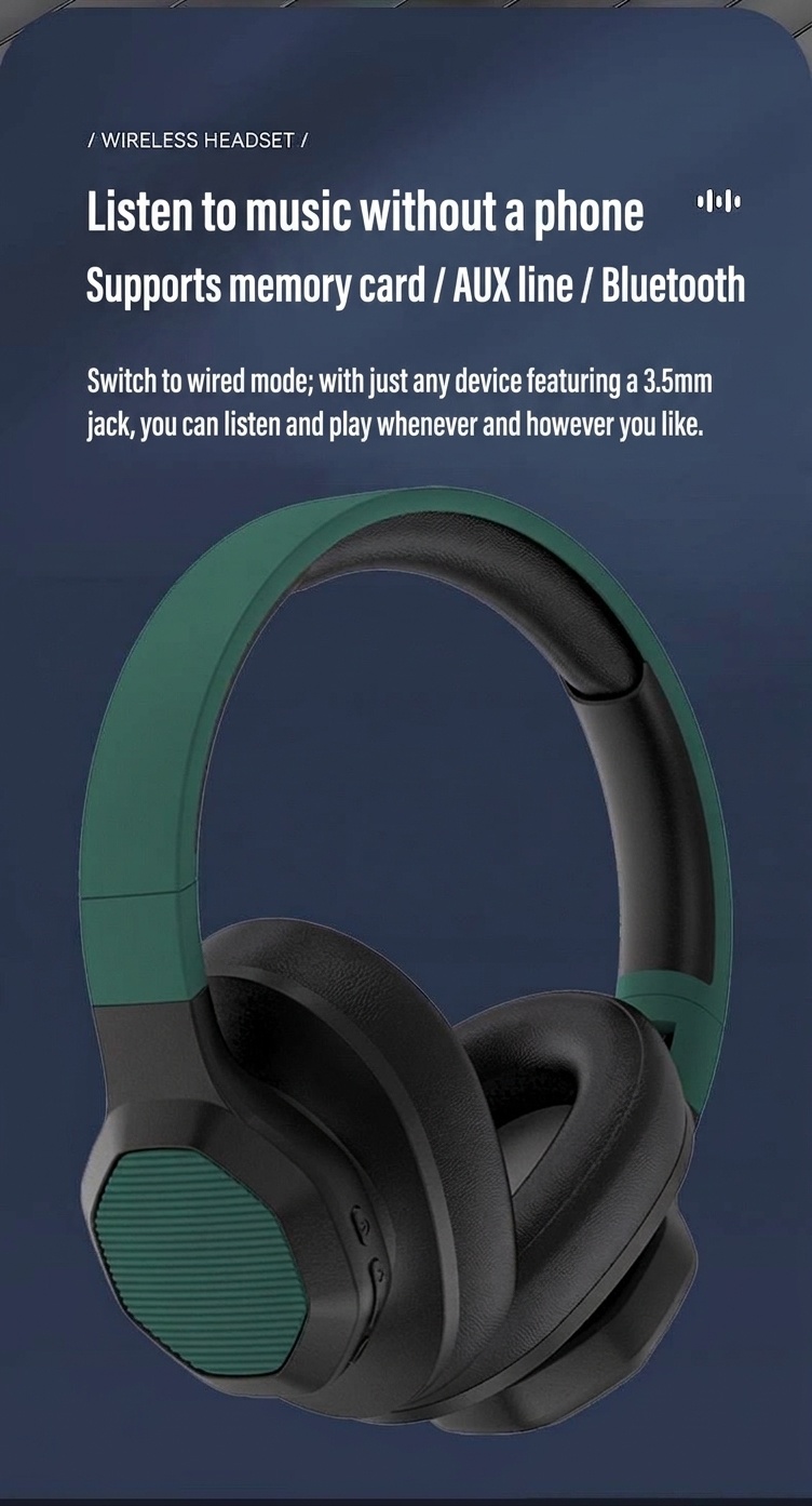 Deep Bass Wireless Over-Ear Headphones, Bluetooth 5.3, 40mm Drivers, 10H Playtime