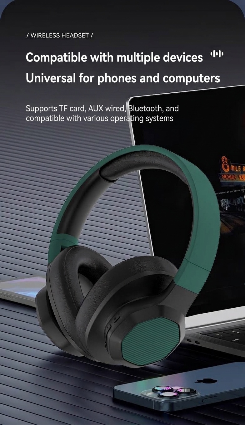Deep Bass Wireless Over-Ear Headphones, Bluetooth 5.3, 40mm Drivers, 10H Playtime