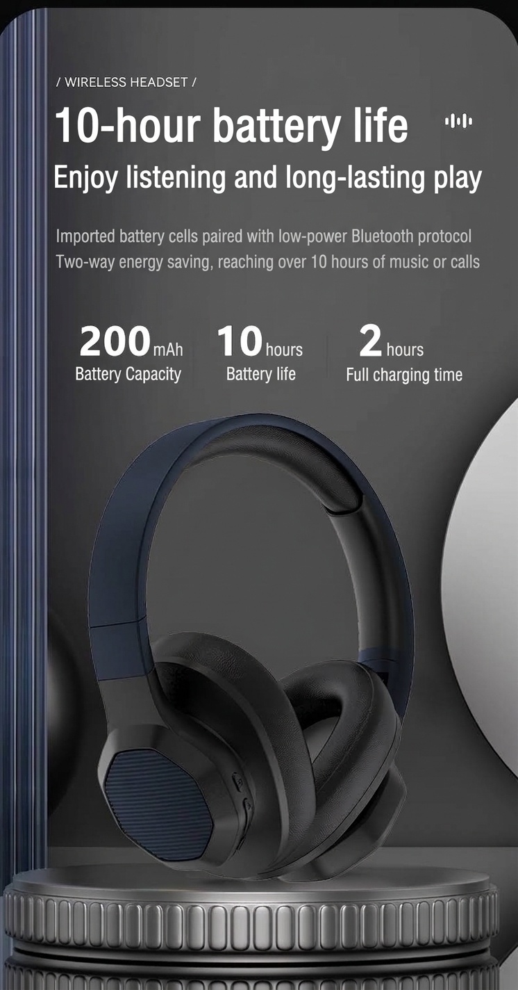 Deep Bass Wireless Over-Ear Headphones, Bluetooth 5.3, 40mm Drivers, 10H Playtime