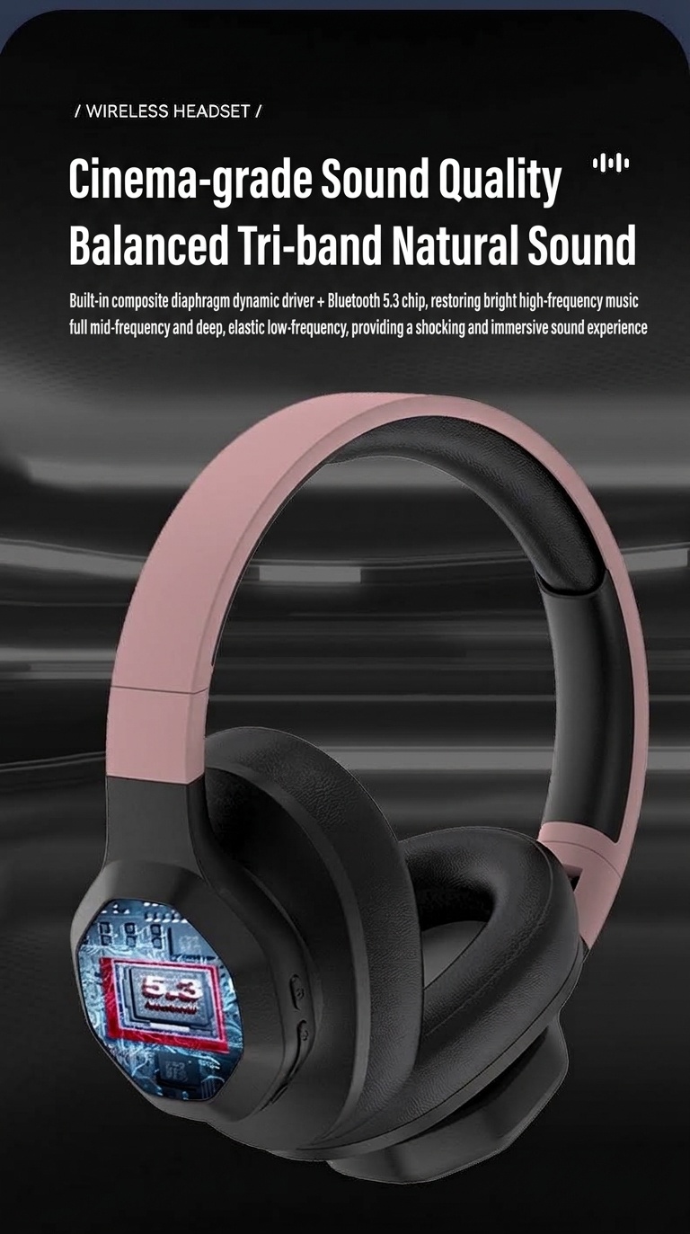 Deep Bass Wireless Over-Ear Headphones, Bluetooth 5.3, 40mm Drivers, 10H Playtime