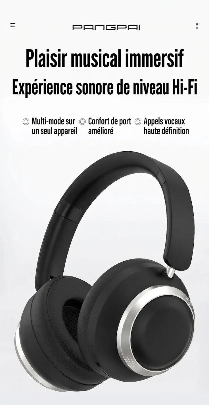 Casque audio sans fil stéréo HiFi P21, Bluetooth 6.0, haut-parleurs de 40 mm, autonomie de 8 heures
