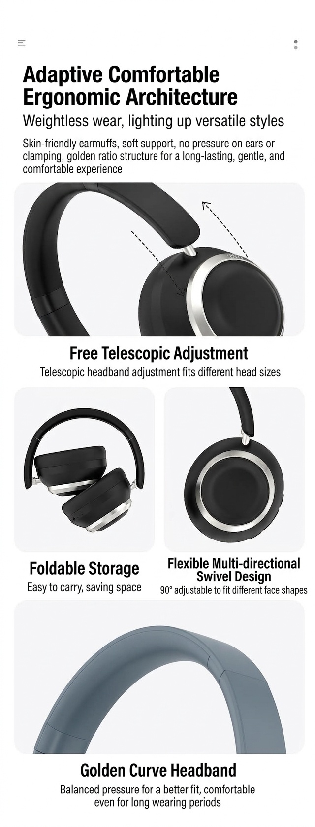 P21 HiFi Stereo Wireless Over-Ear Headphones, Bluetooth 6.0, 40mm Drivers, 8H Playtime