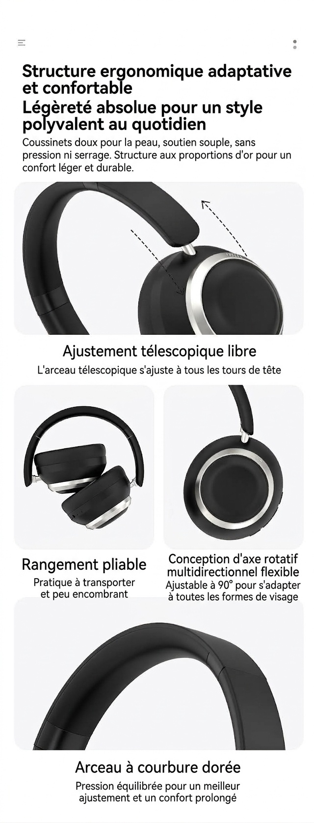 Casque audio sans fil stéréo HiFi P21, Bluetooth 6.0, haut-parleurs de 40 mm, autonomie de 8 heures