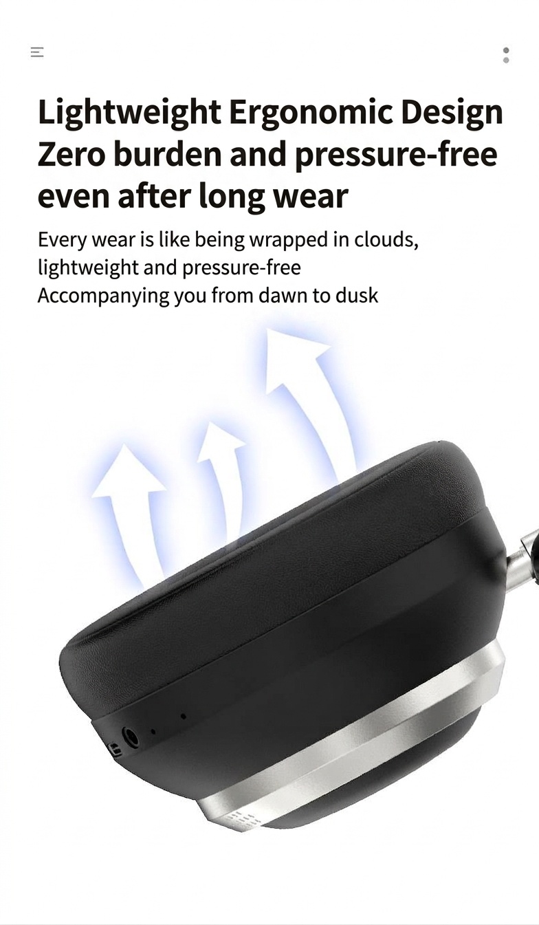 P21 HiFi Stereo Wireless Over-Ear Headphones, Bluetooth 6.0, 40mm Drivers, 8H Playtime