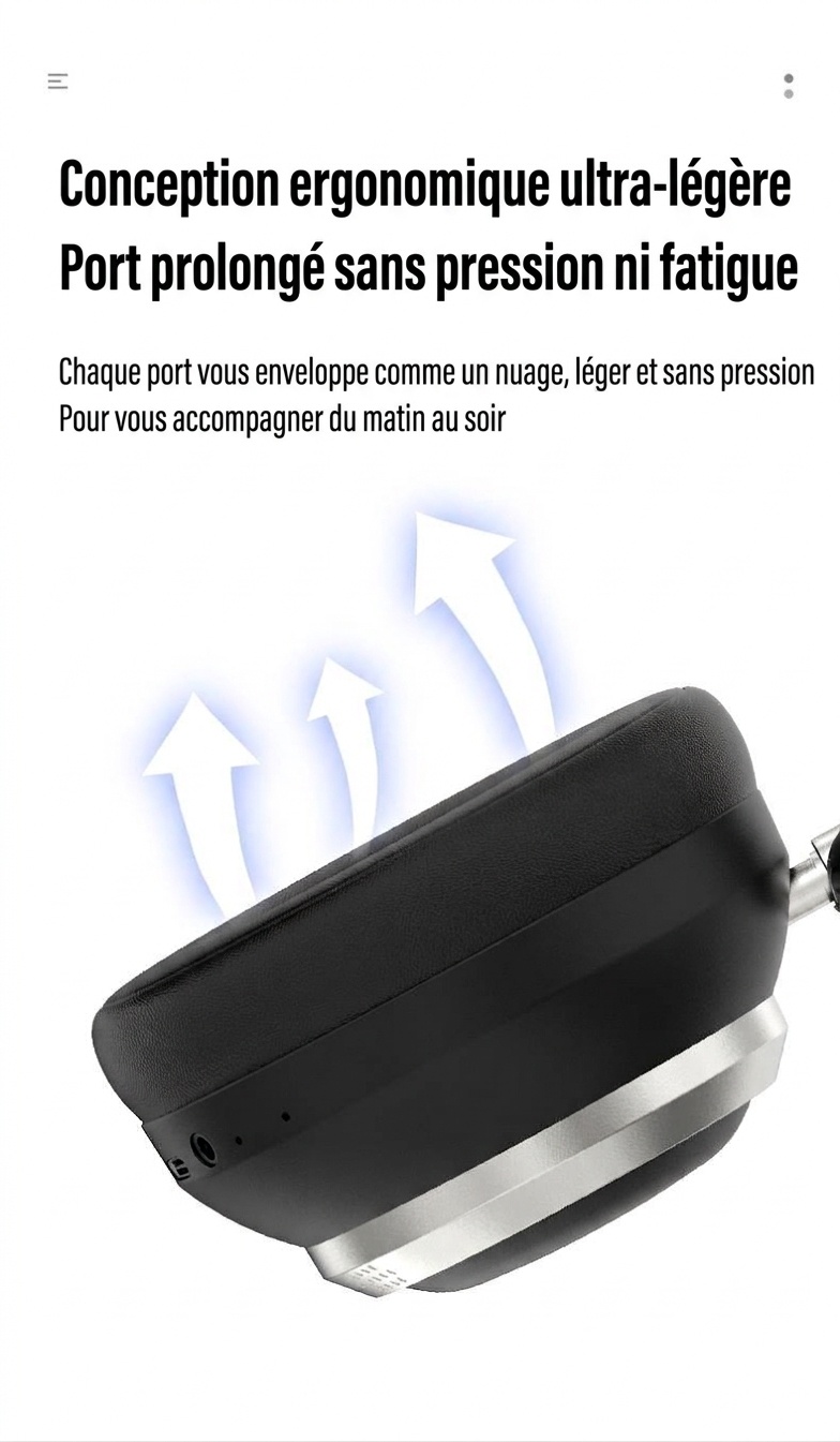 Casque audio sans fil stéréo HiFi P21, Bluetooth 6.0, haut-parleurs de 40 mm, autonomie de 8 heures