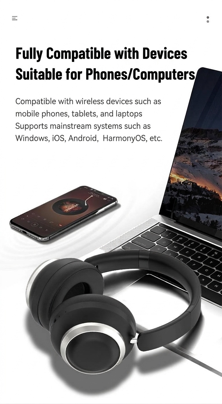 P21 HiFi Stereo Wireless Over-Ear Headphones, Bluetooth 6.0, 40mm Drivers, 8H Playtime