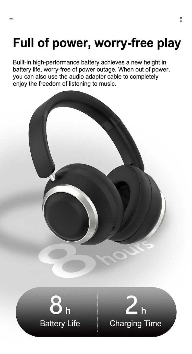 P21 HiFi Stereo Wireless Over-Ear Headphones, Bluetooth 6.0, 40mm Drivers, 8H Playtime