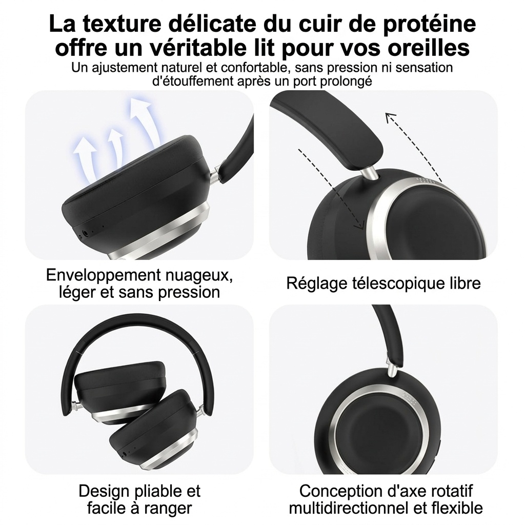 Casque audio sans fil stéréo HiFi P21, Bluetooth 6.0, haut-parleurs de 40 mm, autonomie de 8 heures
