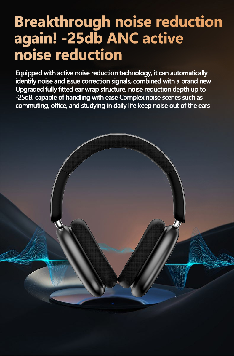 Wireless Over-Ear Noise-Canceling Bluetooth Headphones