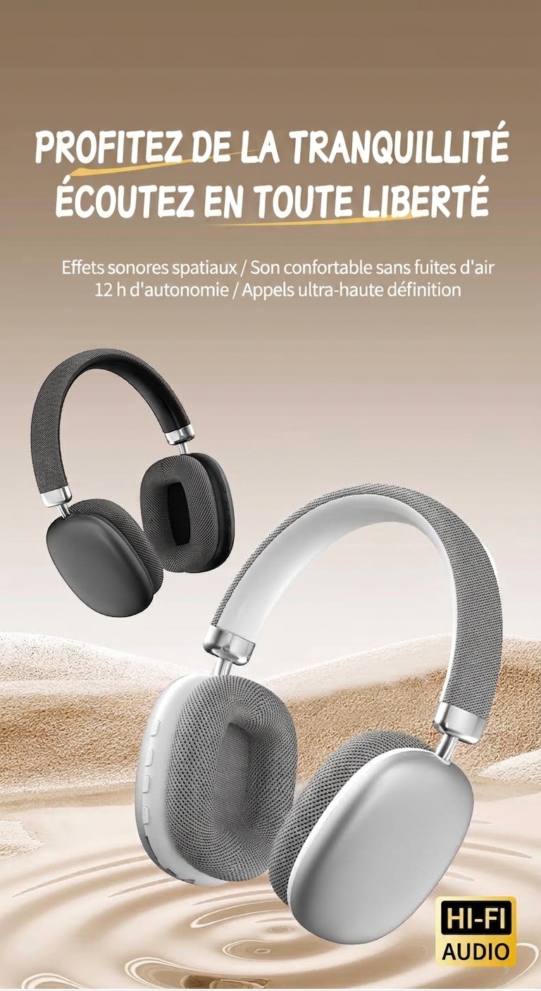 Wireless Over-Ear Headphones with Mesh Ear Cushions