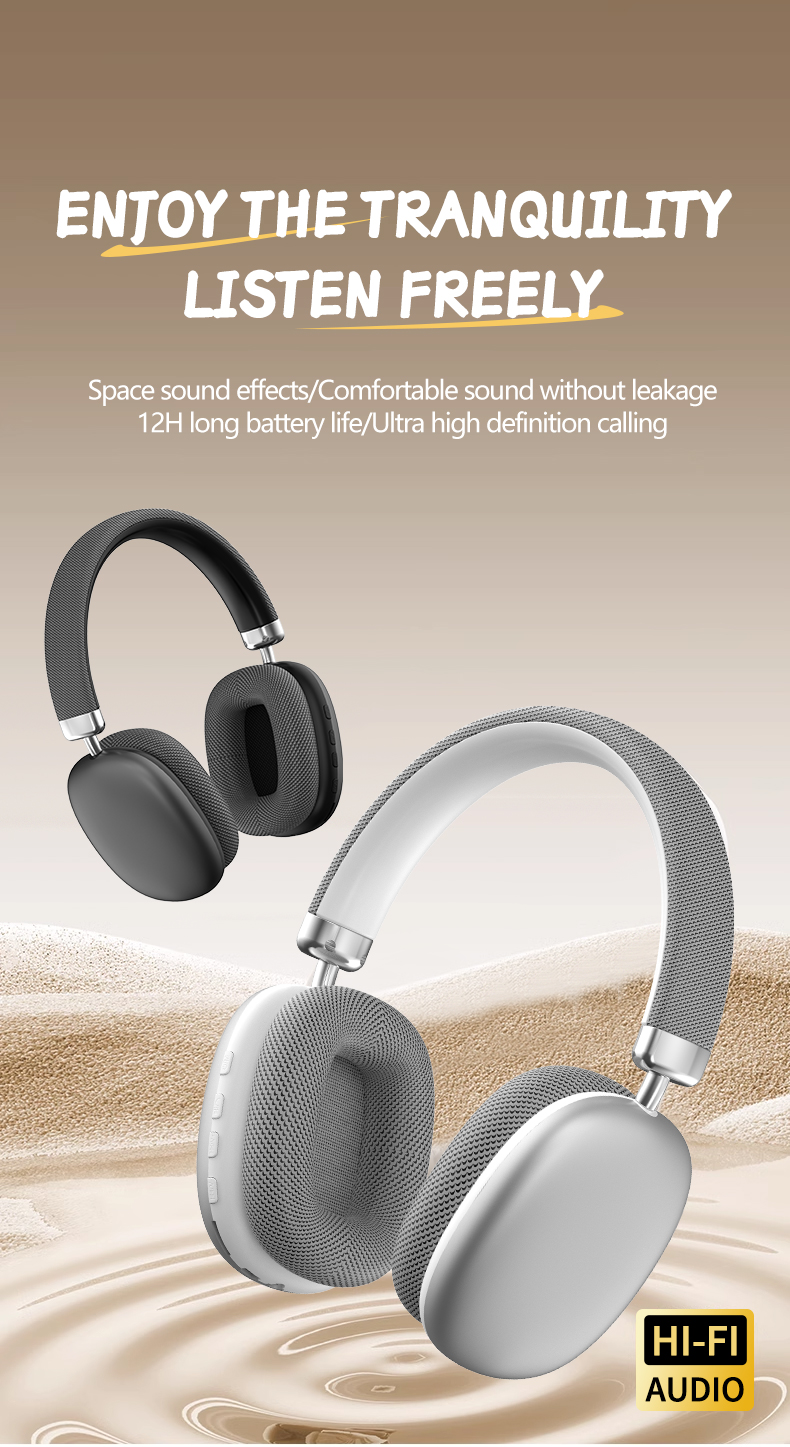 Wireless Over-Ear Headphones with Mesh Ear Cushions