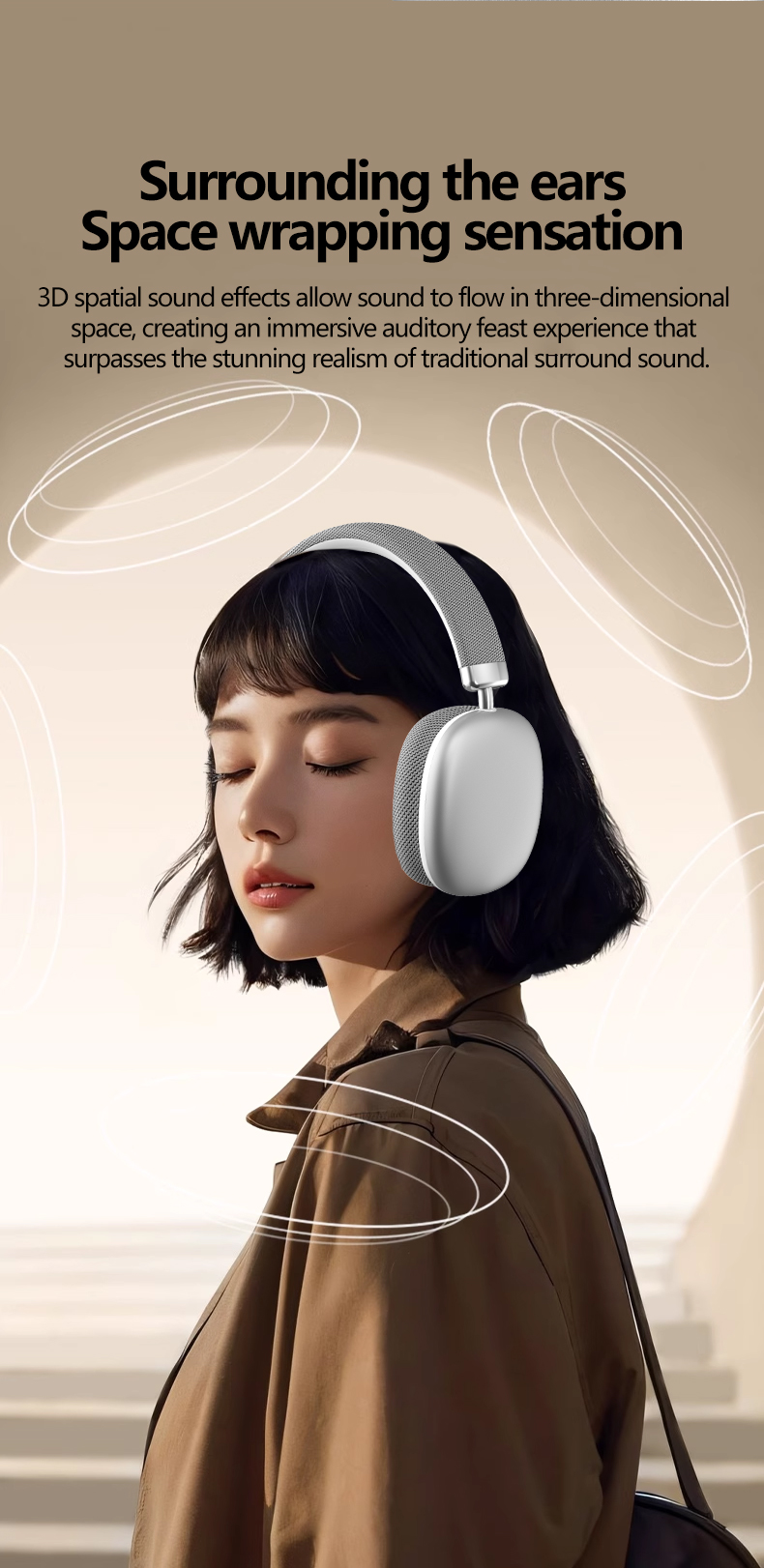 Wireless Over-Ear Headphones with Mesh Ear Cushions