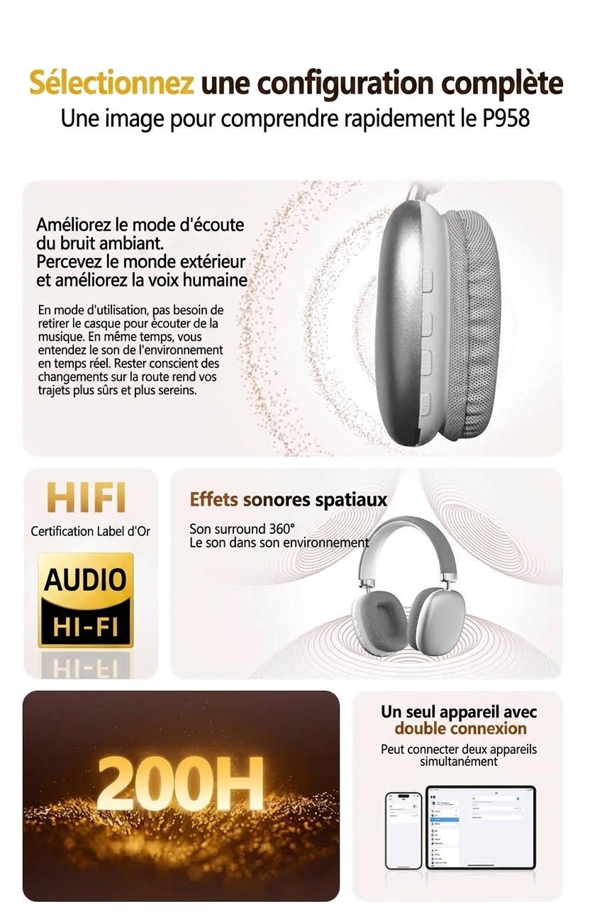 Wireless Over-Ear Headphones with Mesh Ear Cushions