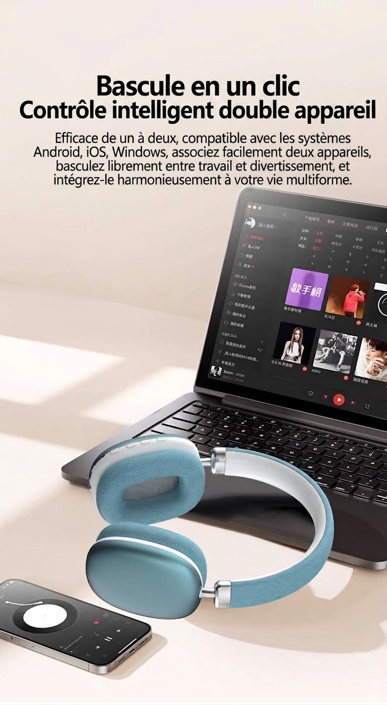 Wireless Over-Ear Headphones with Mesh Ear Cushions