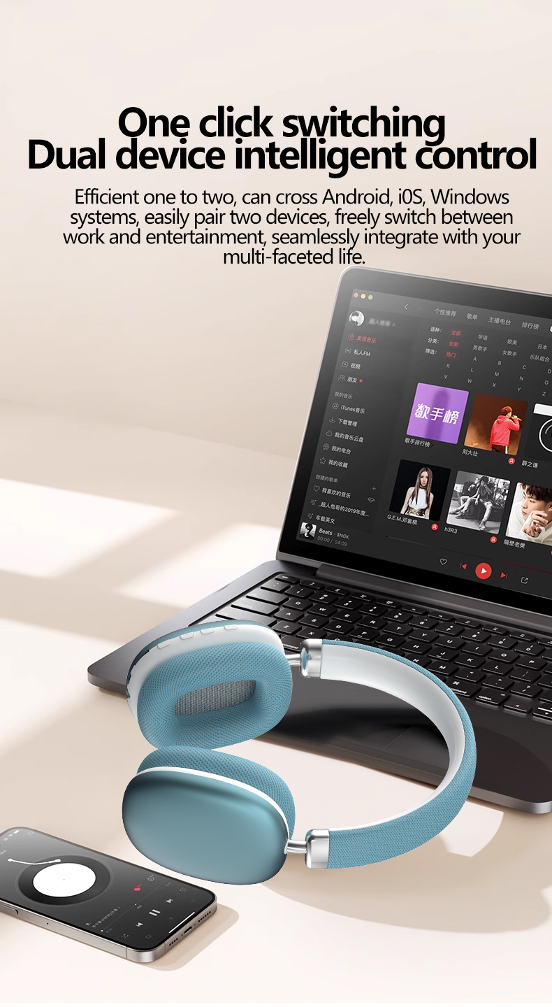 Wireless Over-Ear Headphones with Mesh Ear Cushions