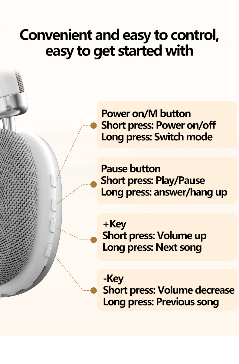Wireless Over-Ear Headphones with Mesh Ear Cushions